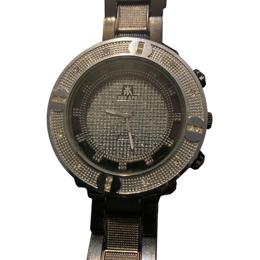 Red Ape Mens Quartz Watch Gunmetal Stainless Steel Crystal Bezel No.5050B